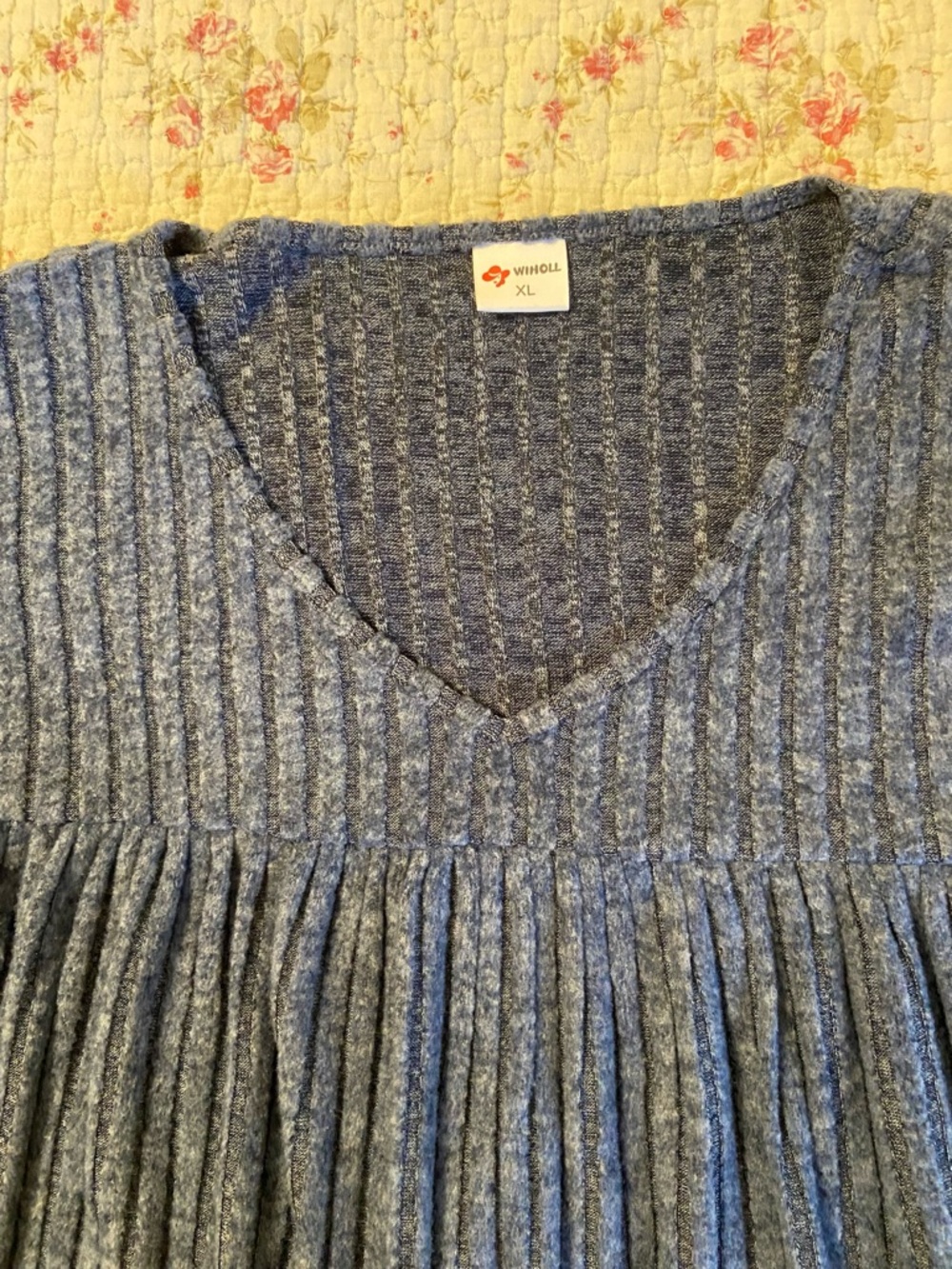 Blue Rib Knit Tunic Top - Picture 3 of 7
